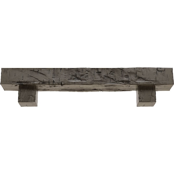 Kit W/ Alamo Corbels, Burnished Honey Dew, 4H  X 8D X 84W Hand Hewn Faux Wood Fireplace ManteL